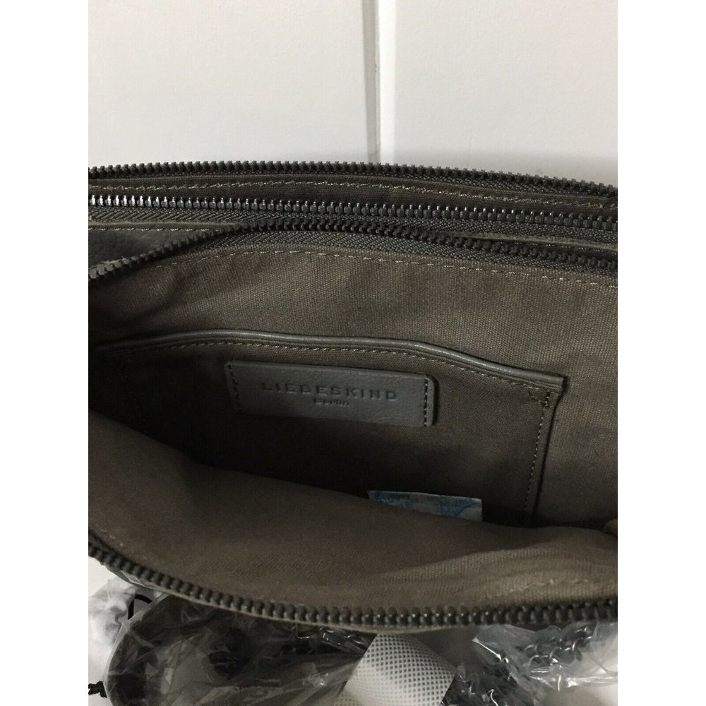 NWT liebeskind berlin small Crossbody handbag Annett Grey Leather Zip Detail - Picture 6 of 9